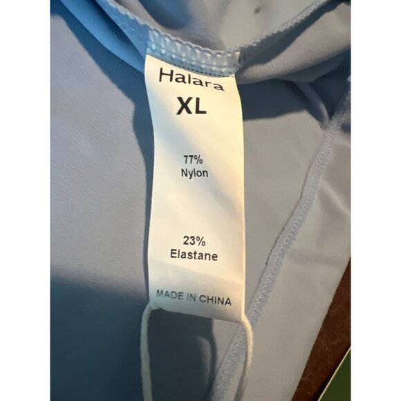 HALARA NWT Softly zero Airy Polo Drawstring Hem Cropped Womens Light Blue XL - Picture 2 of 6